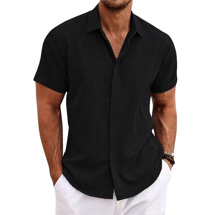 STOCK-Men's Linen Short-Sleeved T-Shirt – Casual & Loose Fit