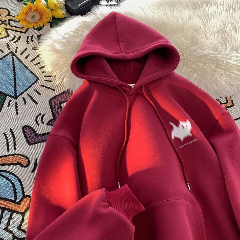 Men’s Kitten Hoodie – Trendy Loose Printed Sweatshirt