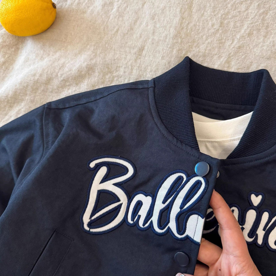 Boys’ Japanese Letter Baseball Jacket