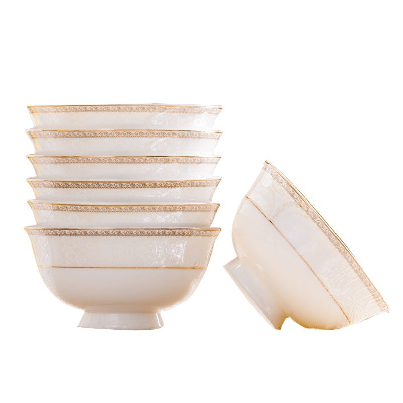 Jingdezhen Ceramic Plate & Bowl Set for Household Dining Use