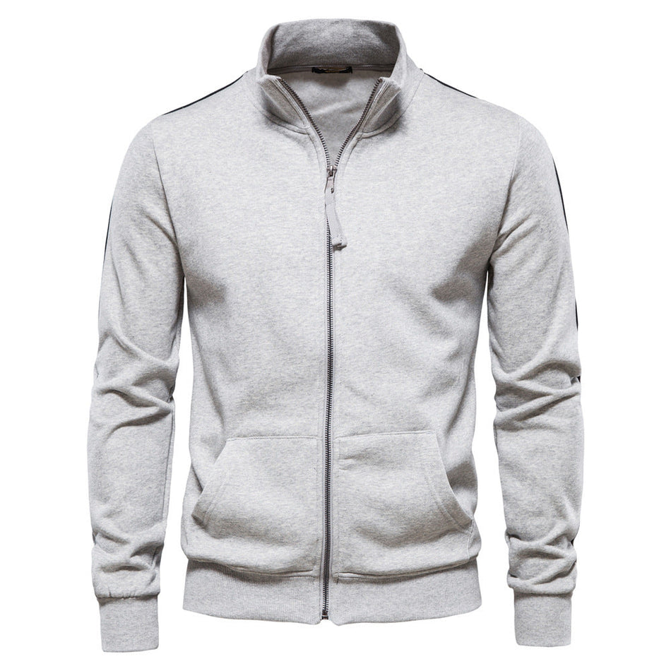 Men’s 2024 Stand Collar Zipper Long Sleeve Sports Sweater