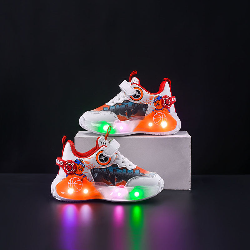 Boys LED Cartoon Mesh Luminous Sneakers for Spring Fall XL