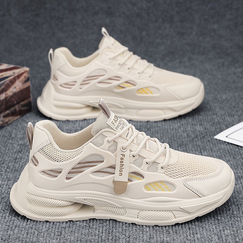 INSTOCK-Men’s Mesh Sports Shoes – Korean Style Thick-Soled Sneakers