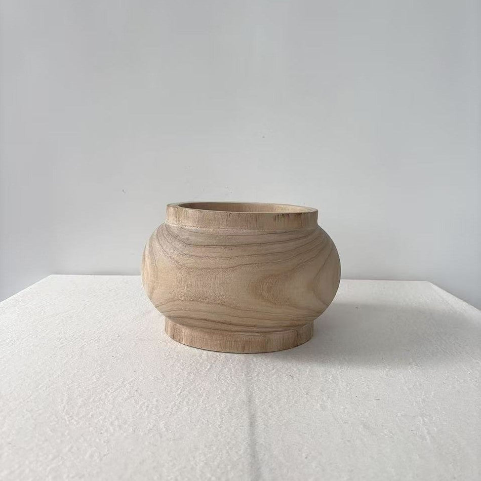 New Chinese Style Retro Zen Solid Wood Large Flowerpot