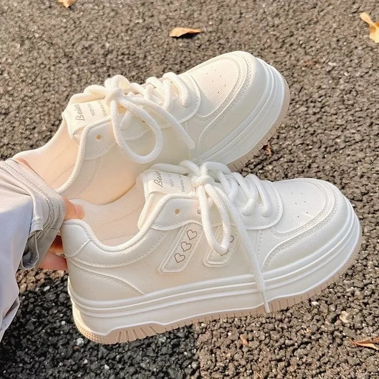 STOCK-Thick Sole White Sneakers – Sporty & Chic