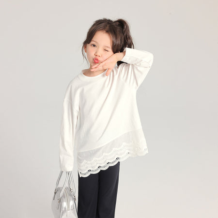 2026 Girls’ Cotton Lace Long-Sleeve Base Shirt – Kids Fashion Nepal | Tudoholic