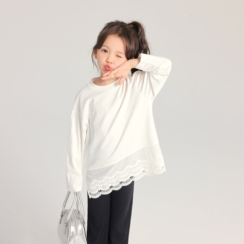 2026 Girls’ Cotton Lace Long-Sleeve Base Shirt – Kids Fashion Nepal | Tudoholic