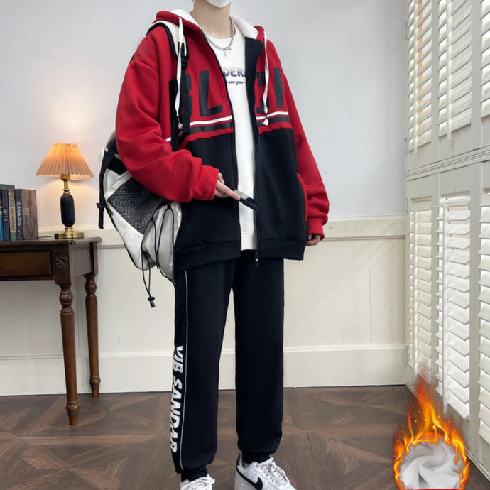 Men’s Velvet Sweatshirt Suit – Trendy Two-Piece