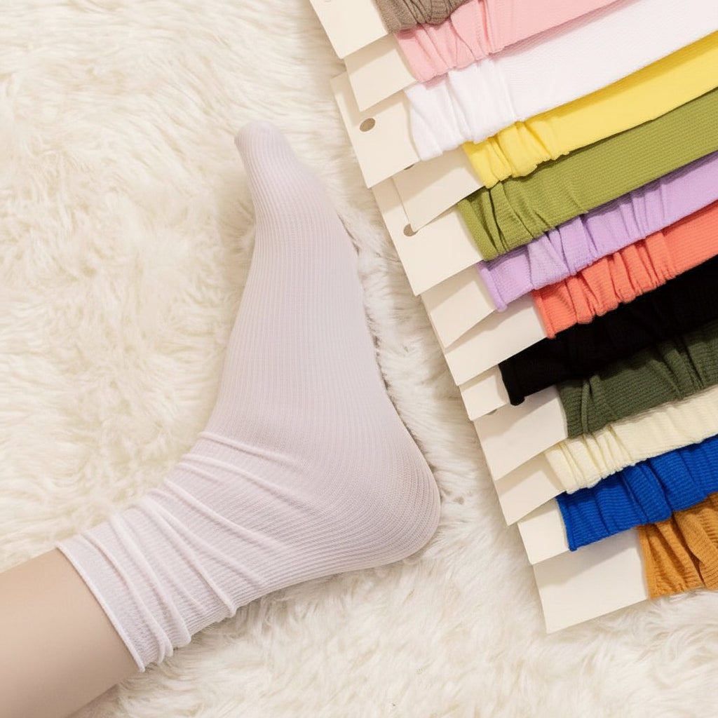 Pack of 10- Japanese Style Velvet Mid-Calf Ice Socks with Breathable Finish