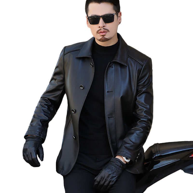 INSTOCK-Haining Genuine Sheepskin Men's Leather Jacket | Autumn