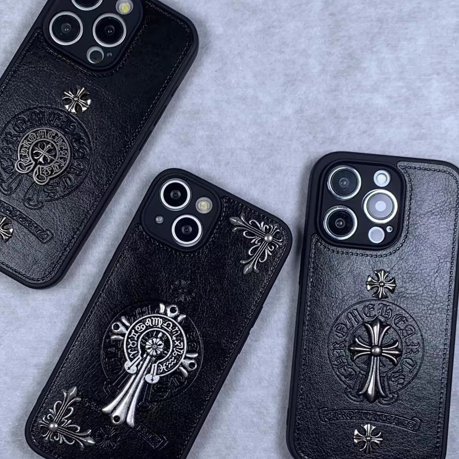 3D Metal Cross Design Case for iPhone 13 Plus–16 Pro