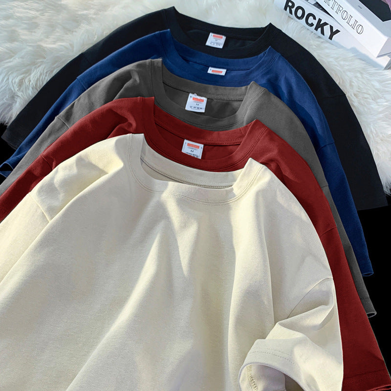 Heavyweight Cotton T-Shirt – Unisex Loose Fit Solid Color