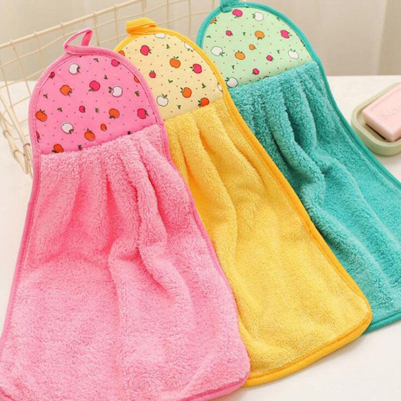 Super Absorbent Coral Fleece Hanging Hand Towel for Kitchen