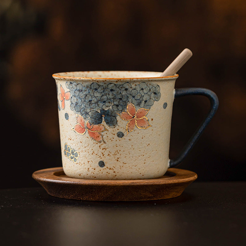 Blue & White Gold Hydrangea Coffee Cup High-Grade Mug