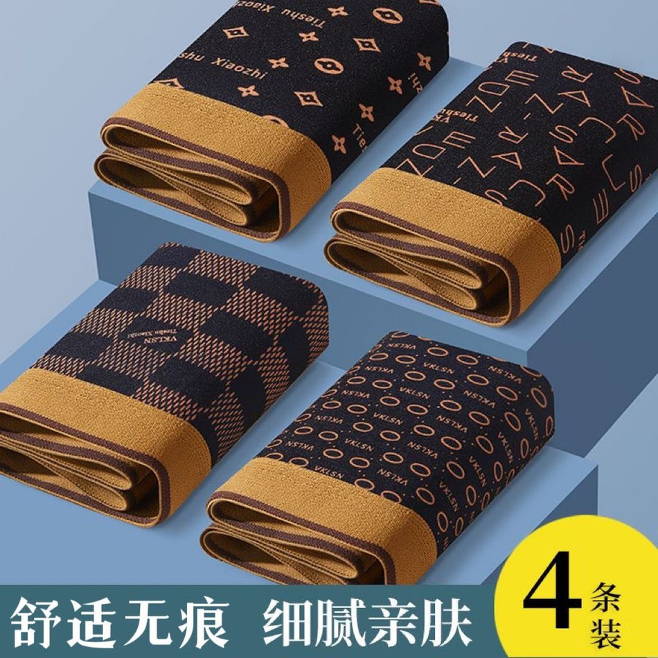 STOCK-(Pack-4) printed men's underwear