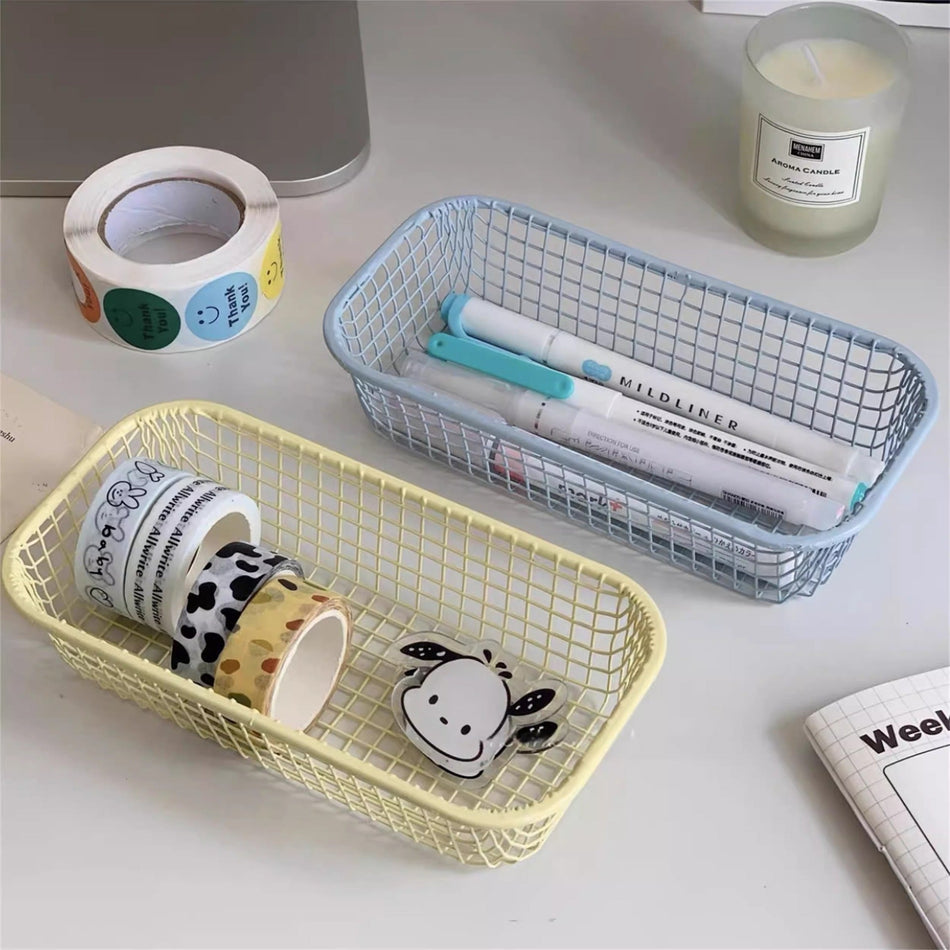 INS Iron Desktop Storage Basket for Office & Home