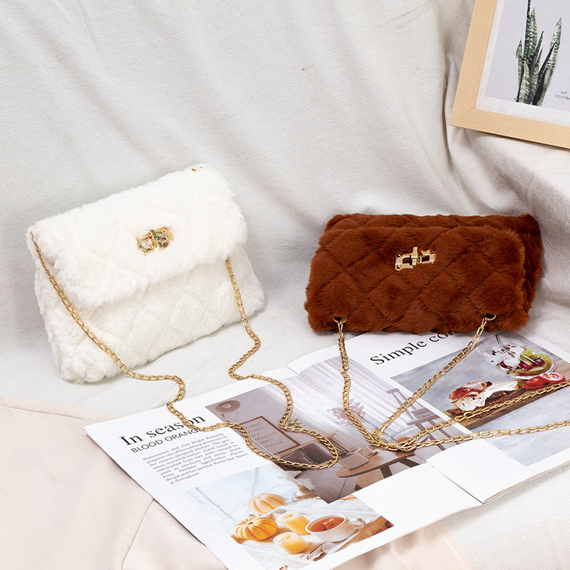 Plush Embroidered Chain Shoulder Bag for Women – 2022