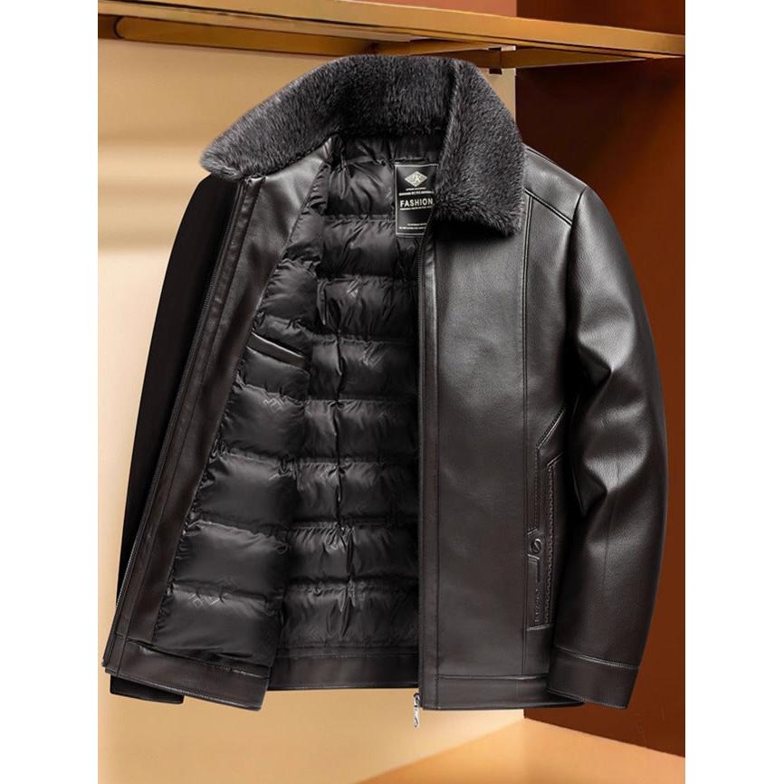 Men’s Thick Leather Jacket – Warm & Stylish for Dad