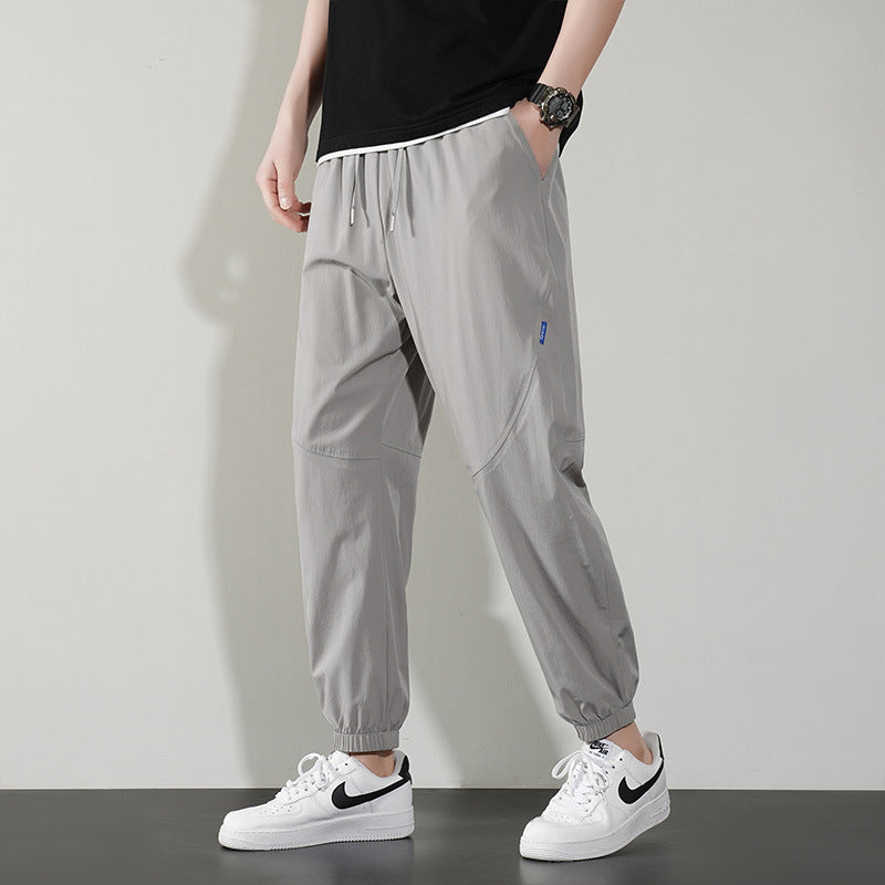Ice Silk Cropped Pants – Quick-Dry Ankle-Tied Fit