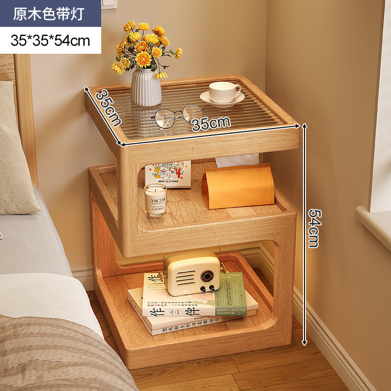 Walnut Ultra Narrow Bedside Storage Cabinet