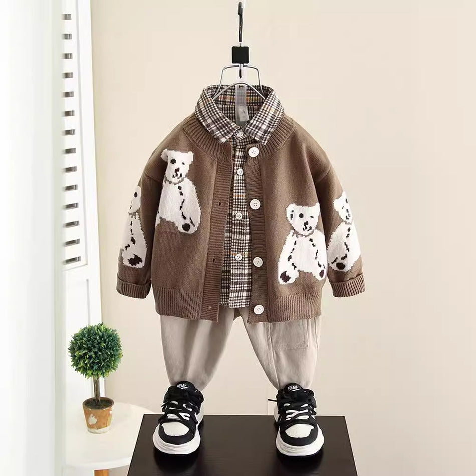 Boys’ 3-Piece Fashion Sweater Cardigan Spring Autumn