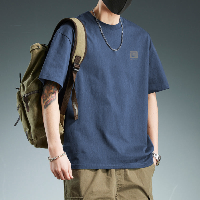 Men’s Pure Cotton Loose Oversize Trendy Short-Sleeve T-Shirt