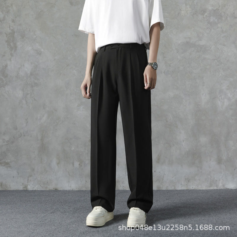 Men’s Light Mature Loose Drapey Straight Casual Suit Pants