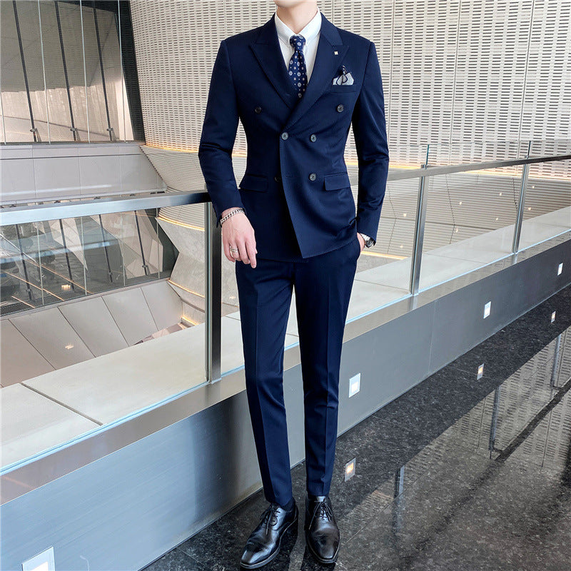 Men’s Korean Slim Fit Business Suit Wedding Formal Set