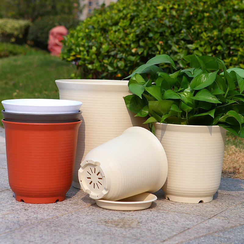 Extra Large Nordic-Style Resin Flower Pot with Tray