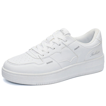 Men’s White Leather Low-Top Sneakers – Hong Kong Style Casual Shoes