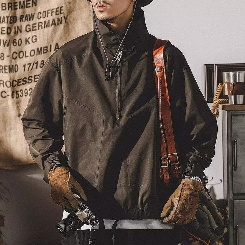 Retro Outdoor Workwear Jacket – Men’s Plus Size Autumn Coat