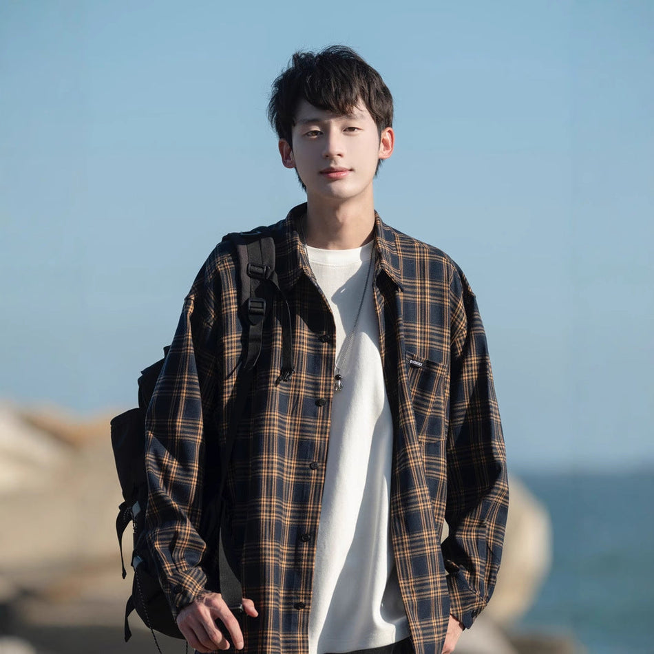 Plaid Long Sleeve Shirt – Casual Men's Jacket Style