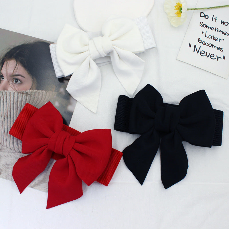 INSTOCK-Big Bow Elastic Waist Belt – Sweet Cotton Dress Accessory