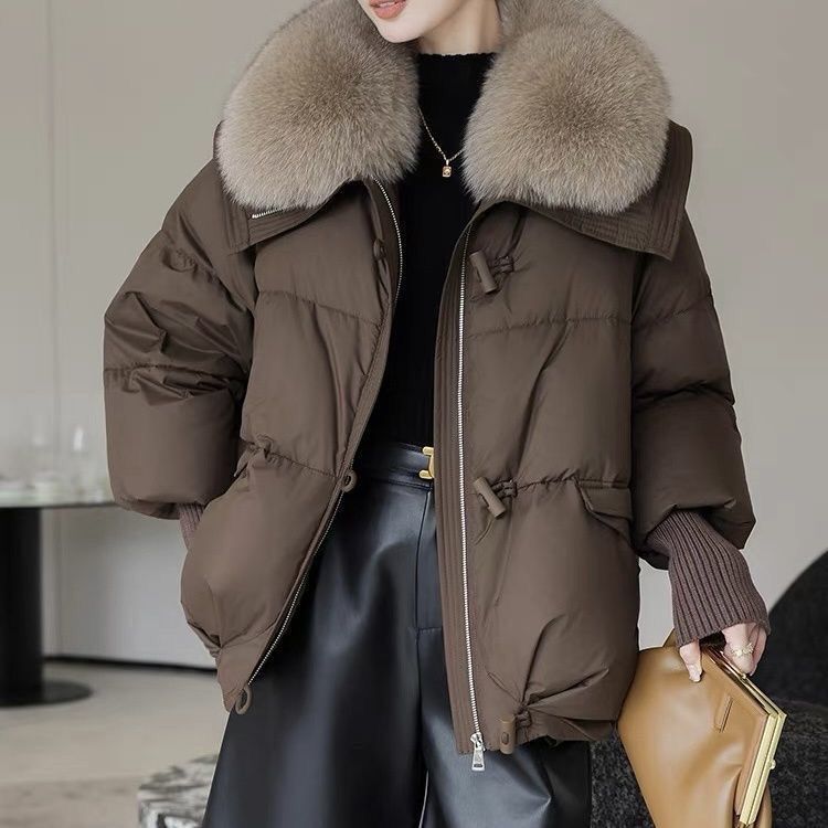 Women’s Hairy Lapel Cotton-Padded Short Winter Coat