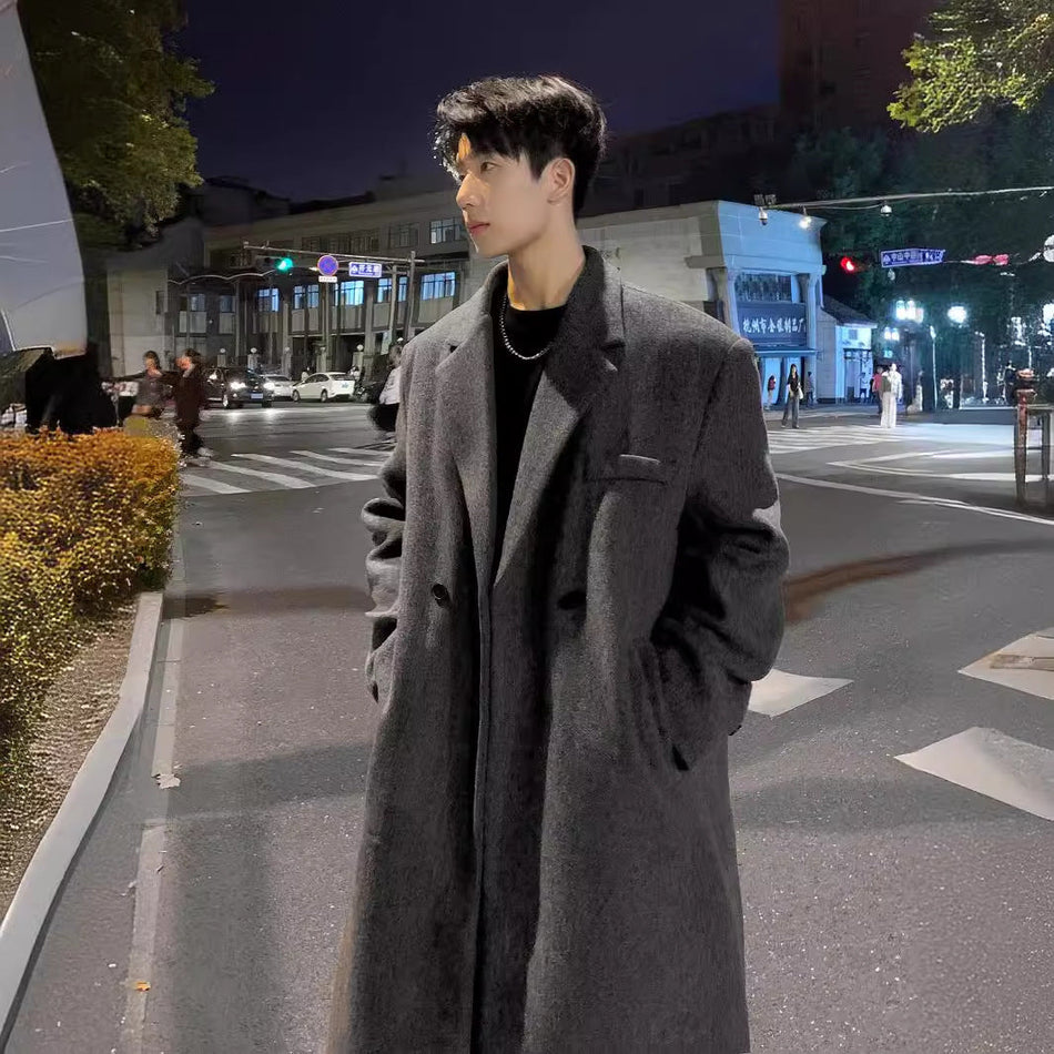 Men’s British Wool Coat Mid-Length Winter Jacket