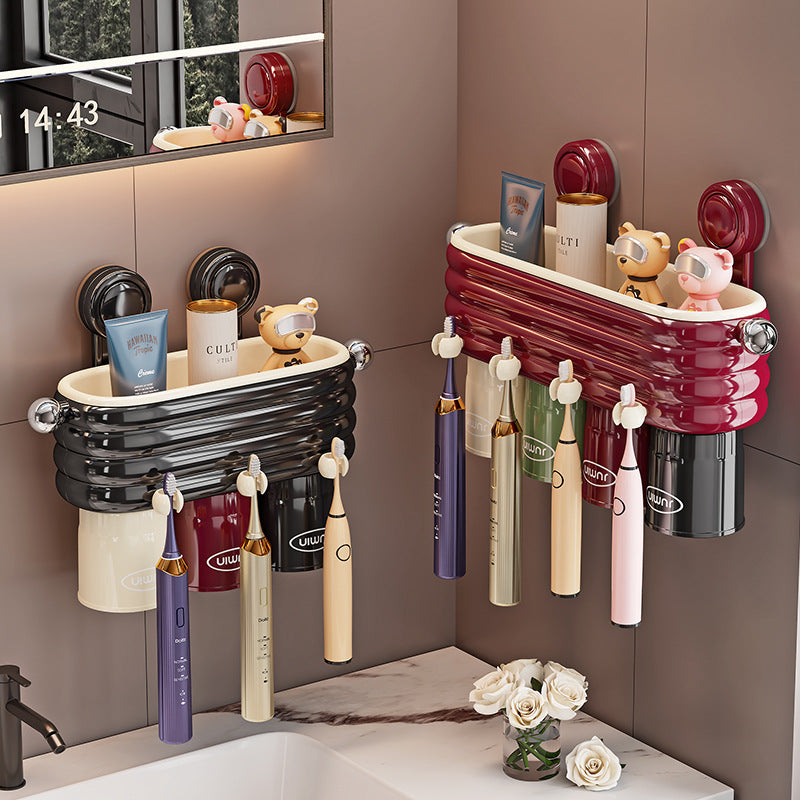 Luxury Plastic Wall-Mounted Toothbrush Holder Punch-Free