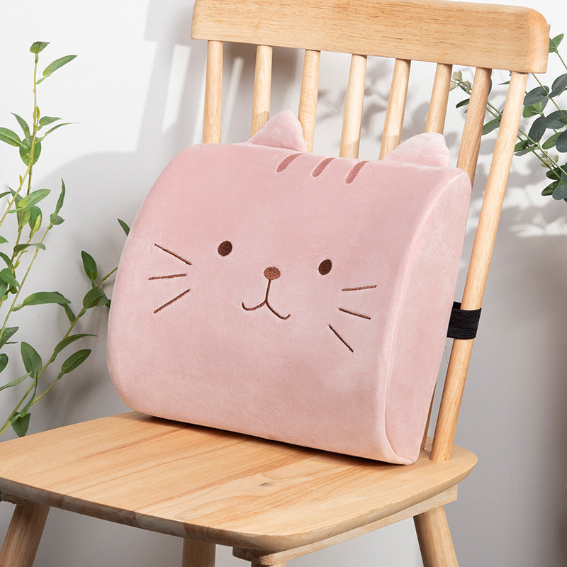 Memory Foam Cartoon Cat Back Cushion Office Waist Pillow