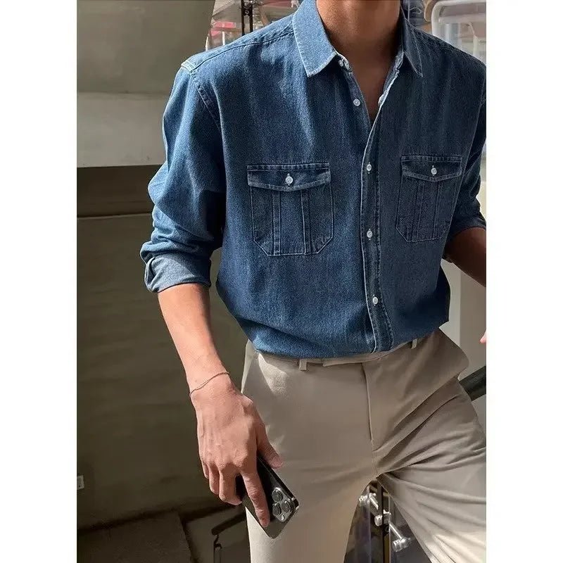 MR.CYC Men’s Distressed Denim Shirt | Loose K-Style Fit