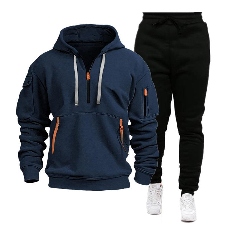 INSTOCK-Men's 2024 Multi-Pocket Zipper Hoodie Sports Sweater Suit