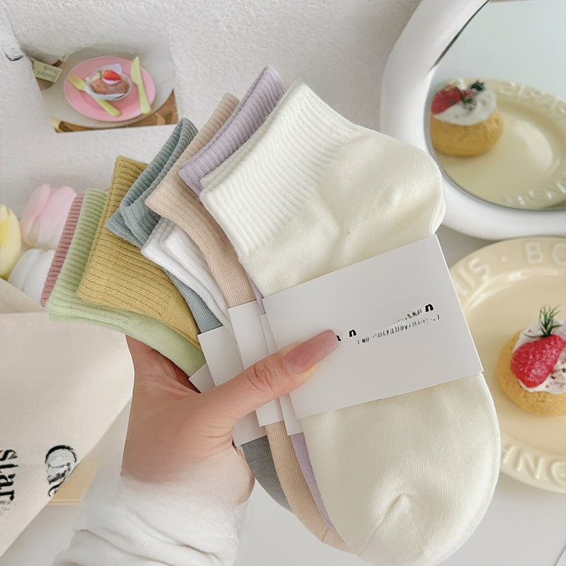 (Pack of 8)-Children’s Candy Color Cotton Socks – Sporty &