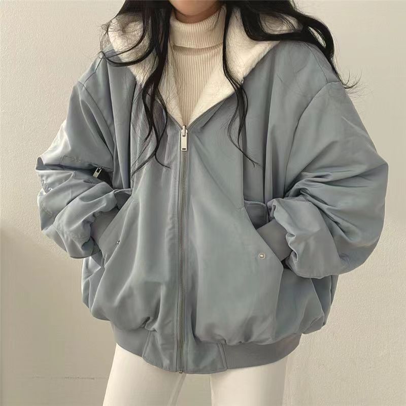 Double-Sided Lamb Wool Hooded Cotton Coat