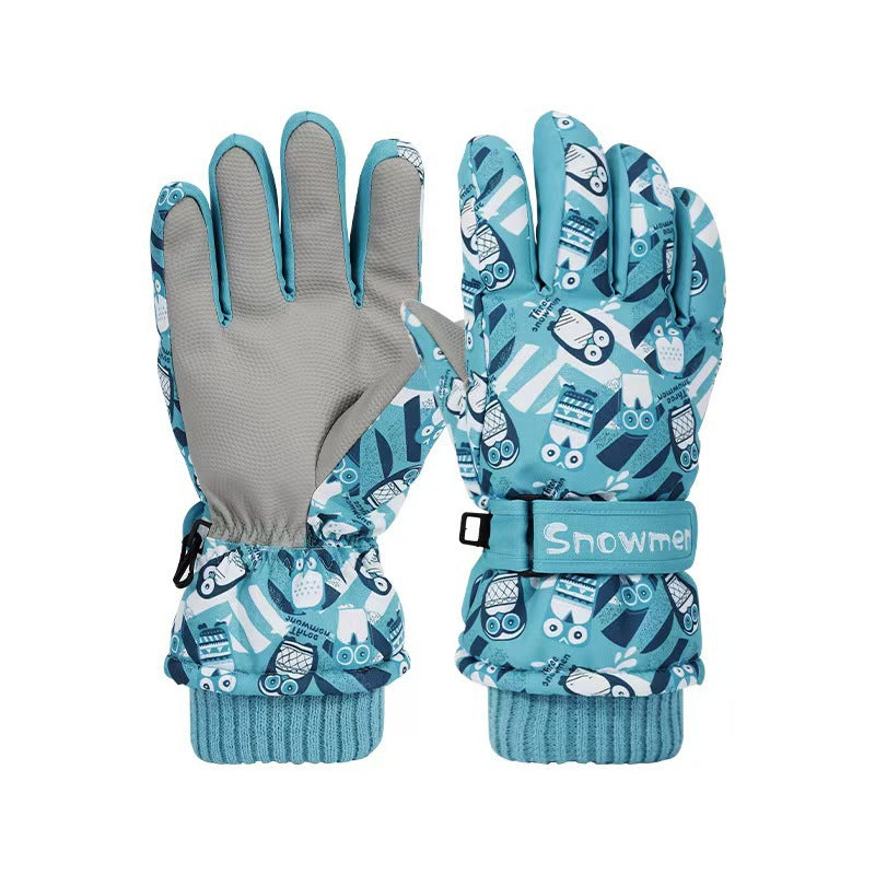 Children Winter Ski Gloves Velvet Thickened Cartoon AntiSlip