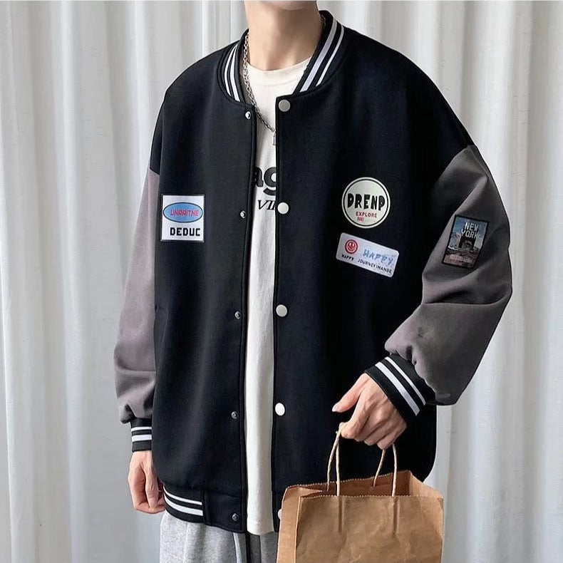 Men's 2025 Hong Kong Style Baseball Jacket – Trendy Spring