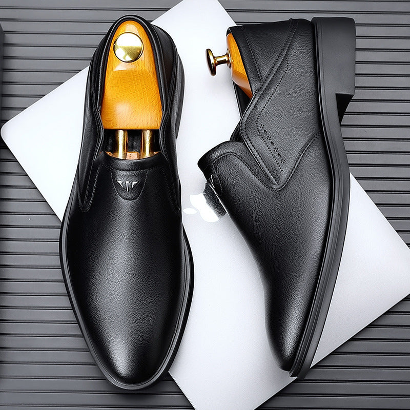 2024 Men’s White Leather Dress Shoes – British Style Pointed