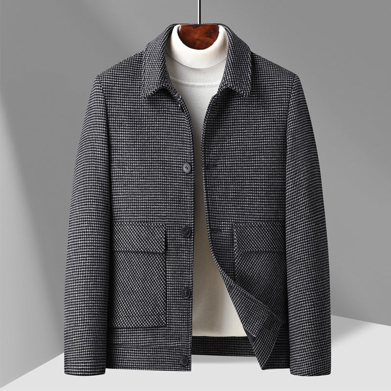 INSTOCK-Men’s Houndstooth Baseball Jacket – 2025 Autumn/Winter