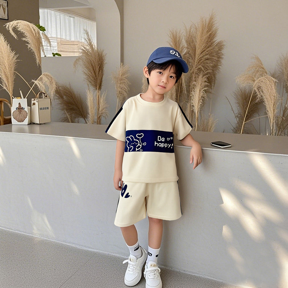 2025 Kids Korean Style Summer T-Shirt & Shorts Two-Piece Set