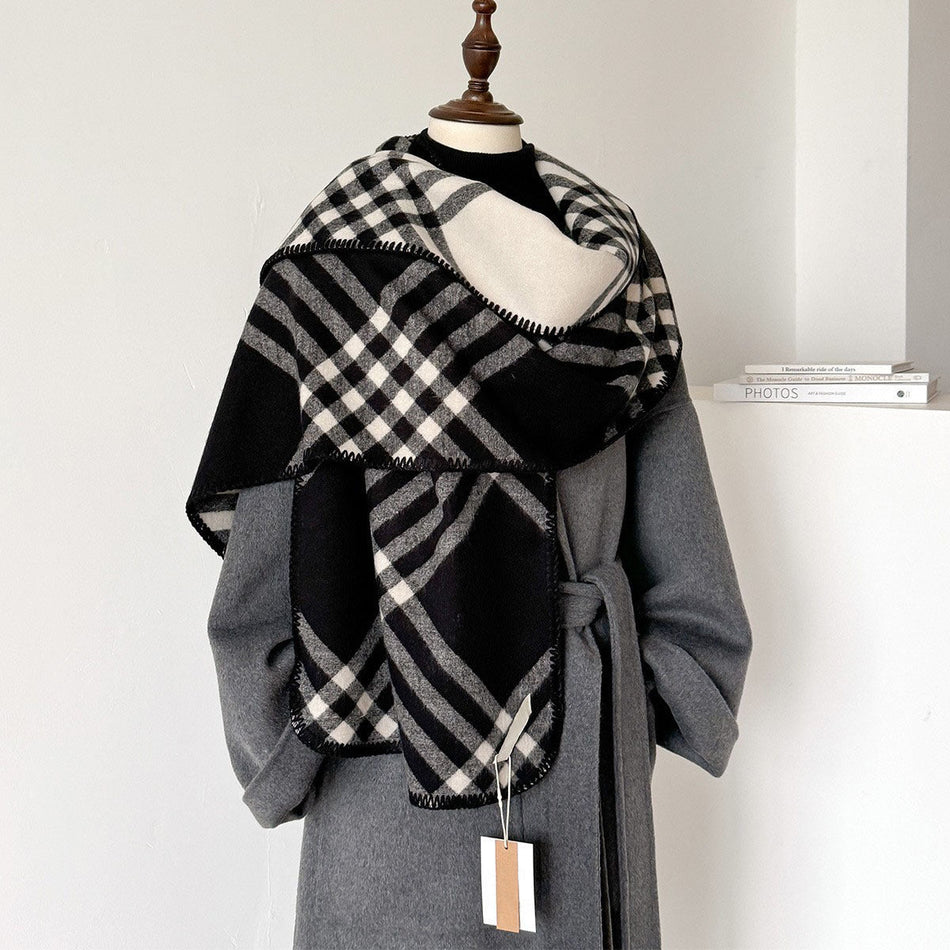 Plaid Cashmere Shawl Scarf Winter Warm High End Luxury Wears
