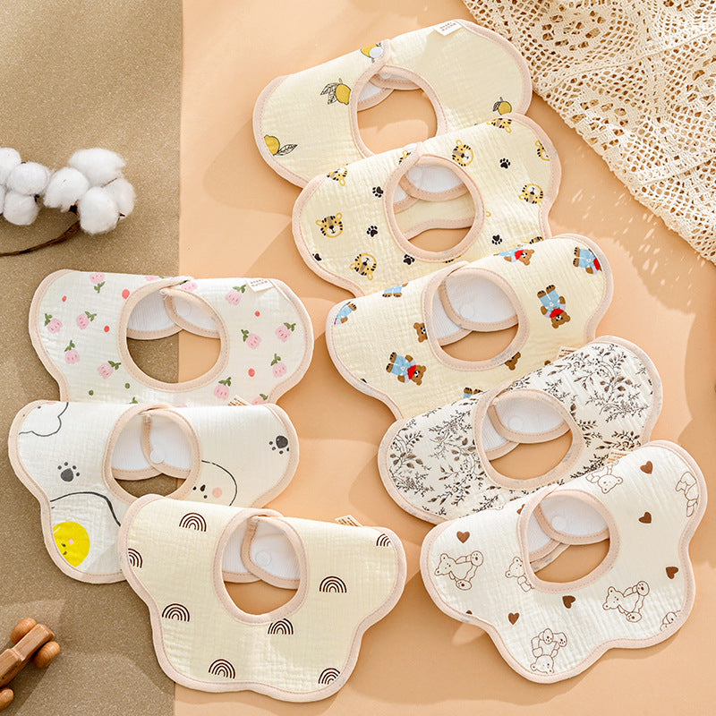 Pure Cotton Waterproof Baby Bib with Rice Pocket for Newborns