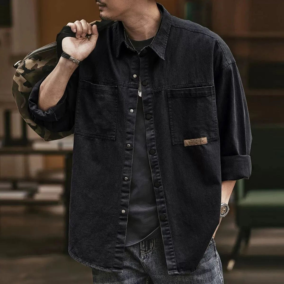 Men’s Shirt Jacket – Casual Solid Color Spring Layer
