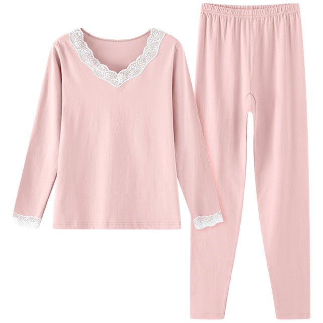 Women’s Cotton Lace Thermal Pants Set